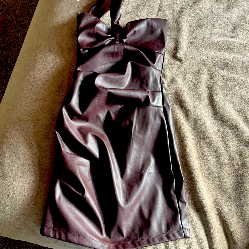 nookie dark brown leather dress size XS